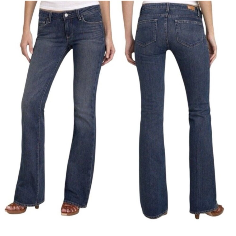 Paige Hollywood Hills Low-Rise Dark  Wash Y2K 90s Chic Bootcut Jeans Size 8